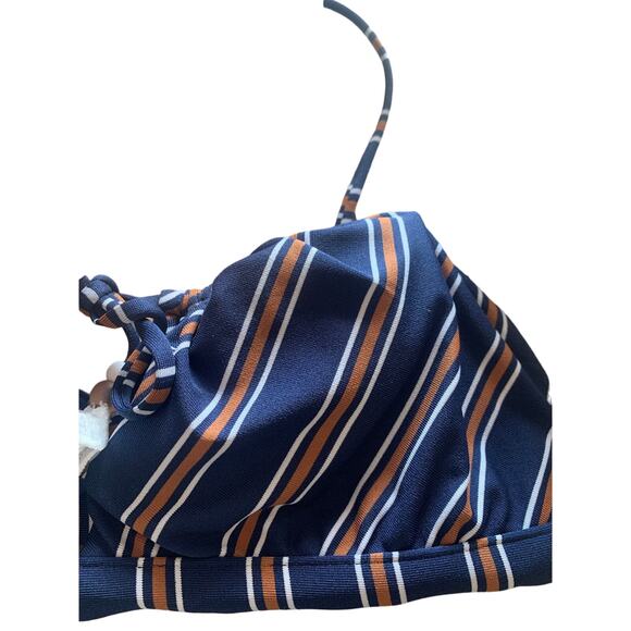 Isabella Rose Women's Blue Stripe Halter Bralette Bikini Swim Top Small - NEW - Picture 4 of 6